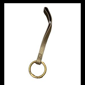 India Hicks Metallic Gold Leather Wristlet Strap Ring Key Fob Glitter Bag Strap
